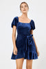 PUFF SLV WRAP VELVET NAVY - Trixxi Clothing