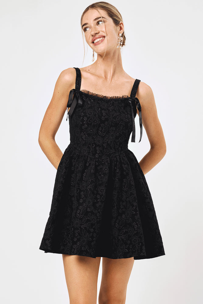 Black Embossed Corset Dress - Trixxi Clothing