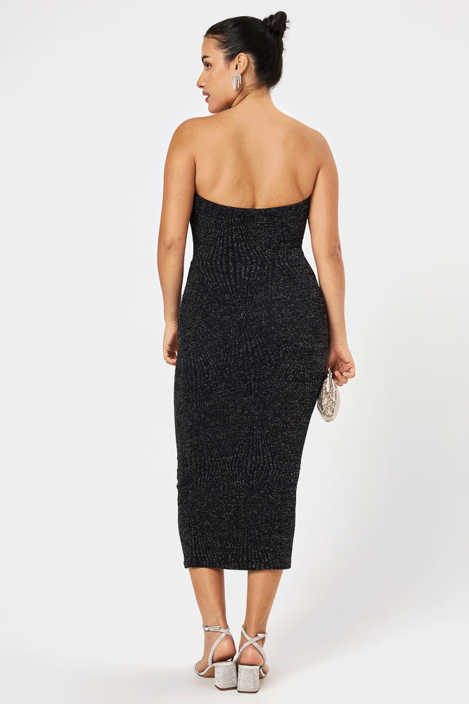 Black Strapless Midi Dress - Trixxi Clothing