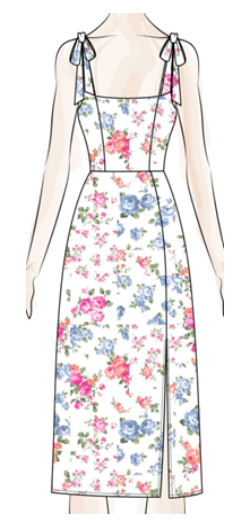 Multicolor Tie Shoulder Split Midi Dress