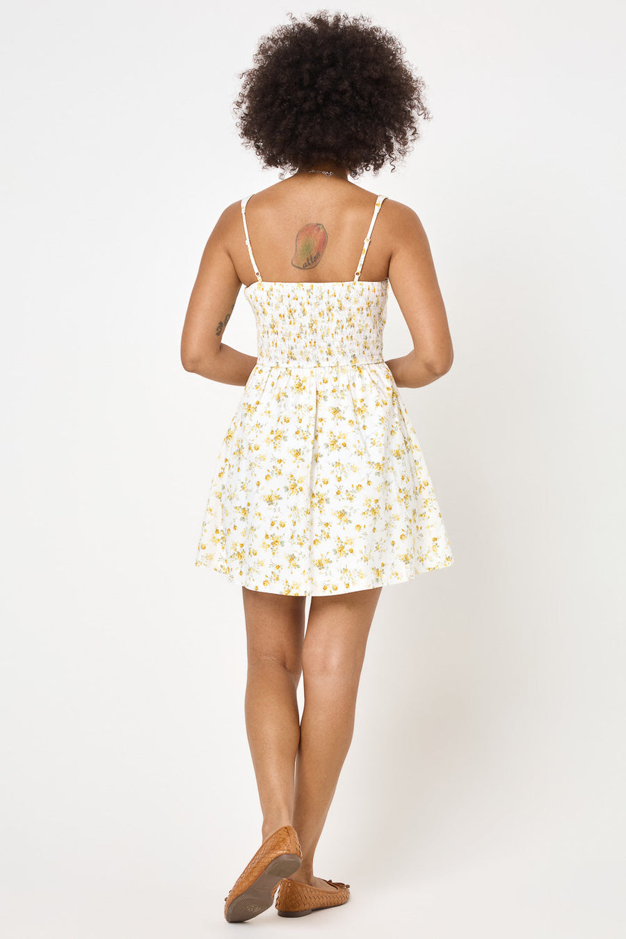 White Yellow Floral Corset A-line Dress