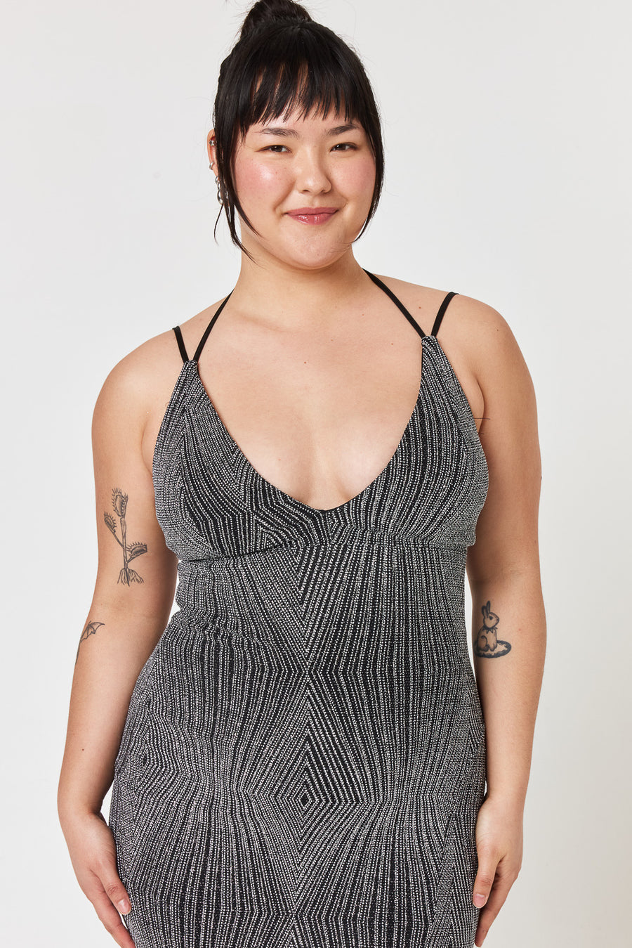 Black Silver Caviar Beaded Gown - Trixxi Clothing